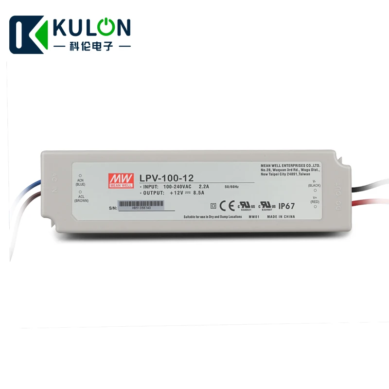 Оригинальный светодиодный драйвер Mean well LPV-100-12 AC/DC одиночный выход 100 Вт 12 В а