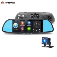 topsource 7 3g car dvr mirror gps android 5 0 bluetooth dual lens rearview camera video recorder full hd 1080p dash cam