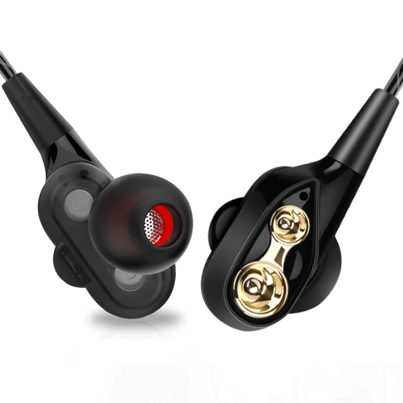 Dx2 двойные динамические наушники с шумоподавлением стерео басы драйверы