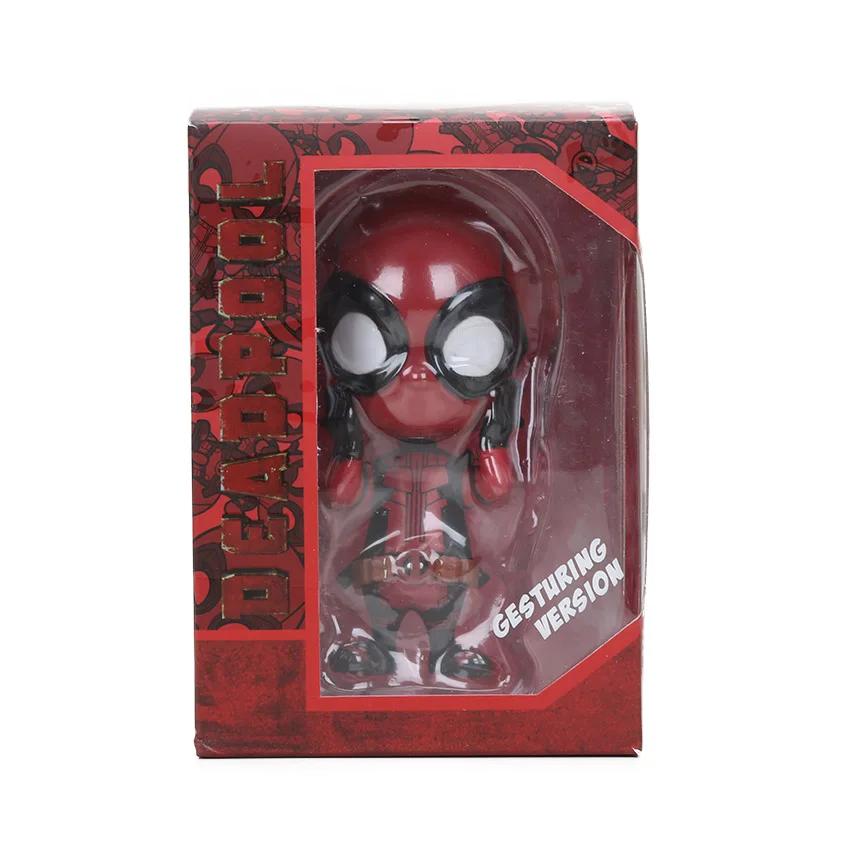 Мини 10 см Marvel игрушки Дэдпул фигурка качающаяся голова 1/10 масштаб предварительно окрашенный Человек-паук Черная пантера Коллекционная модель куклы игрушки - Цвет: touch face box