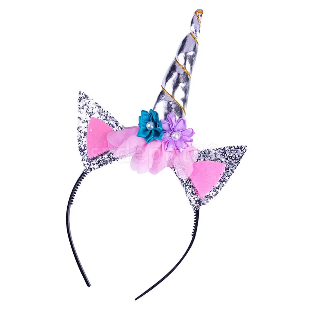 Детский обруч для волос с рогом единорога кошачьими ушками вечерние обручи на