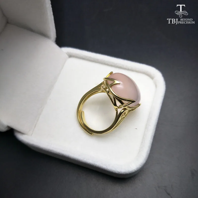 Tbj большой коктейль кольцо для вечерние 21ct овальным вырезом розовый кварц
