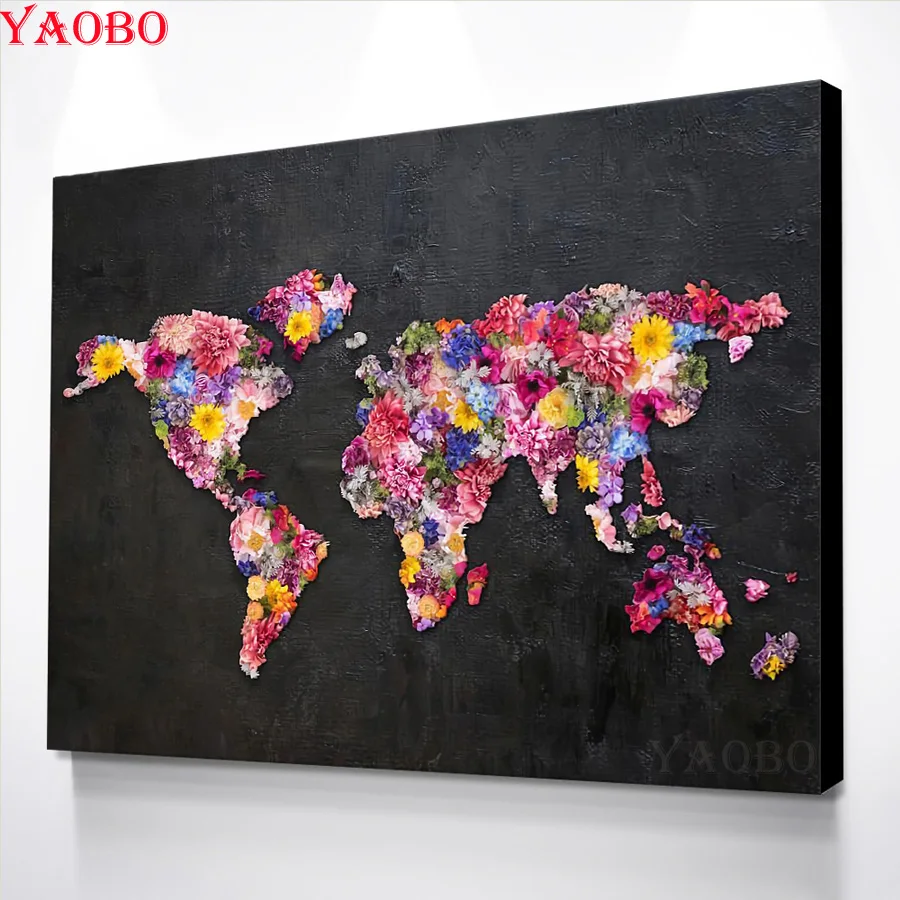 Алмазная живопись сделай сам новинка 2019 алмазная вышивка цветок карта мира