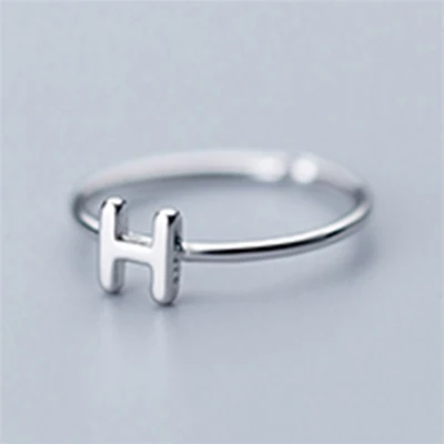 H UMODE, корейские 925 пробы, серебряные кольца, трендовые английские буквы, открытые кольца для женщин, Серебряный подарок для девушек, Женские Ювелирные изделия ULR0737A - Цвет камня: H