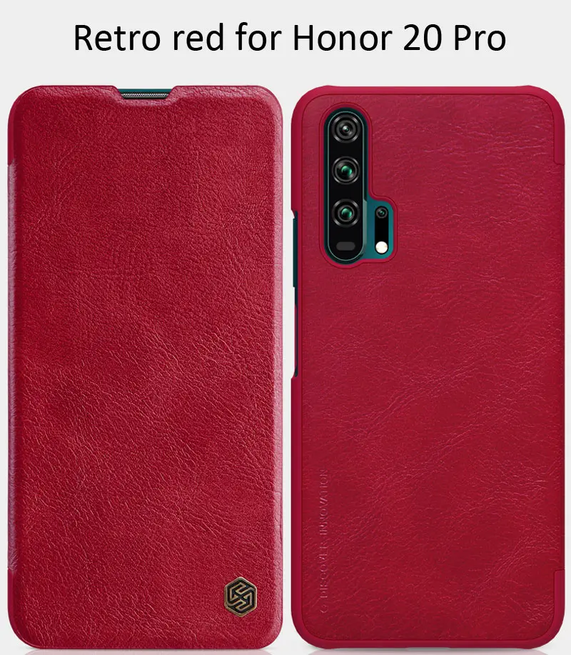 Retro red Кожаный флип-чехол Nillkin Qin для huawei Honor 20 Pro View 20 - Цвет: Retro red
