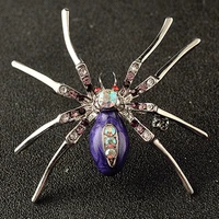 mzc high quality crystal spider jewelry brooch pins in purple pink green blue 2018 crystal animal brooches for women birthday gi