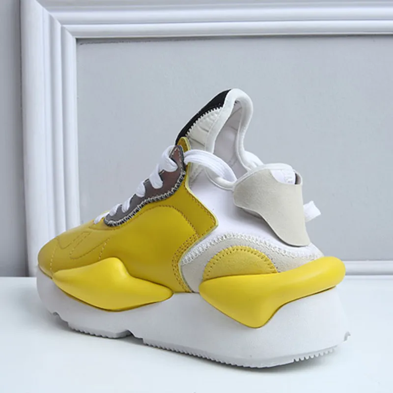 Prova Perfetto женские кроссовки из натуральной кожи; обувь на платформе со шнурками; Basket Femme Chaussure; дышащая прогулочная обувь на плоской подошве; обувь для влюбленных