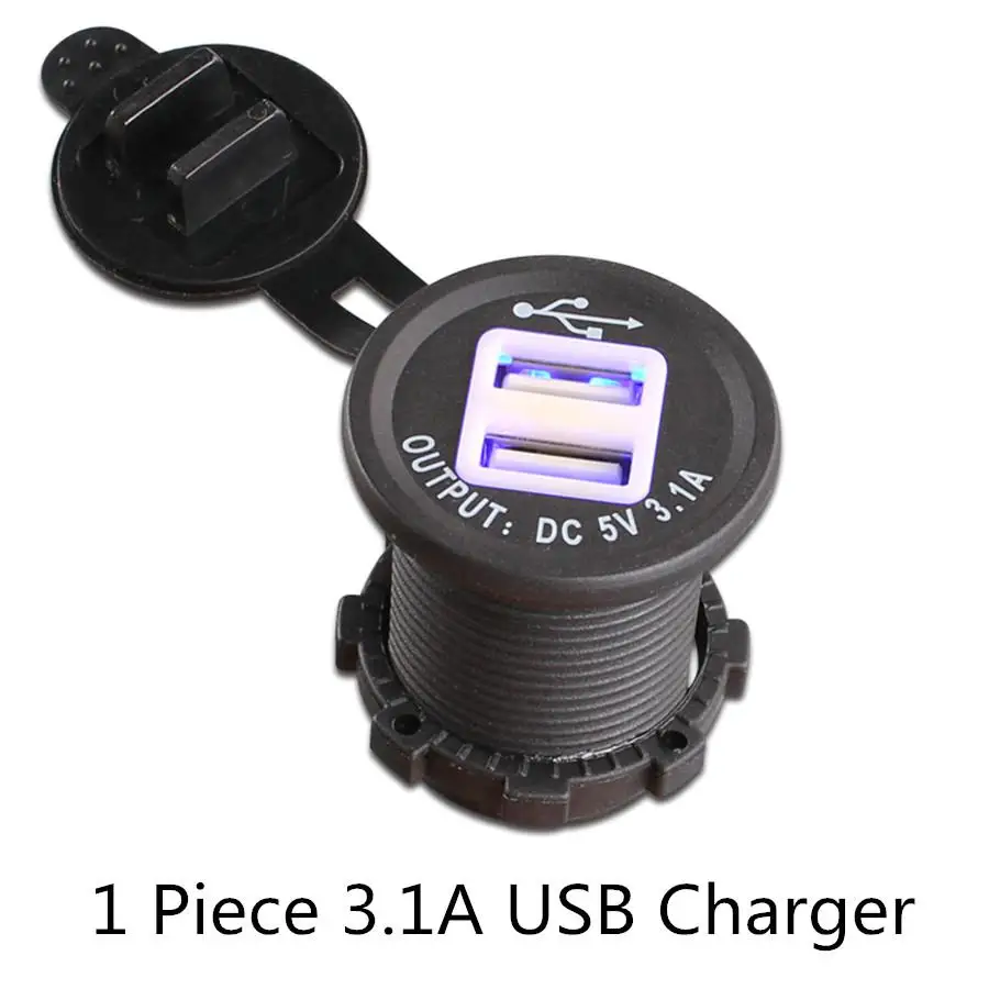 CHSKY синий светодиодный 5 В 3.1a автомобиля Авто-прикуриватели USB Автомобильное Зарядное устройство адаптер Высокое качество Dual USB Автомобильное Авто-прикуриватели Мощность разъем - Название цвета: 1 Piece USB Charger