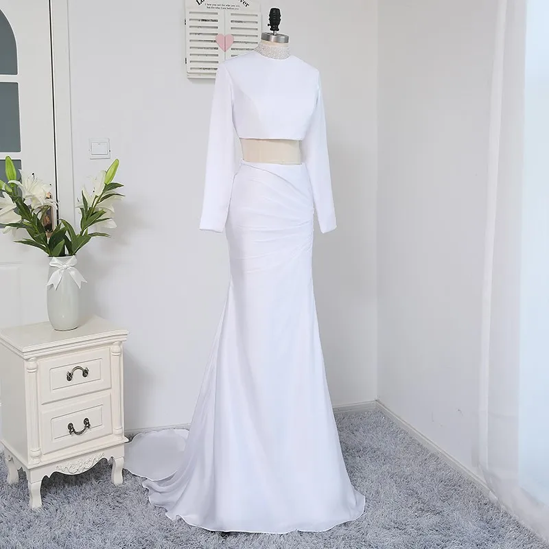 Формальные платья знаменитостей Русалка Двойка белые пикантные одежда с длинным