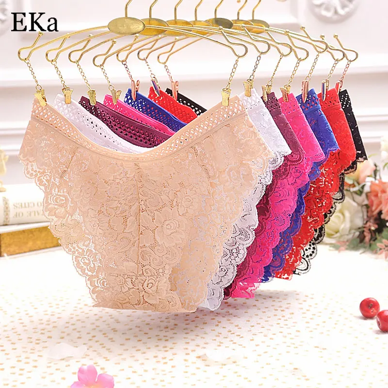 4 шт./лот Горячие Для женщин пикантные Кружево Трусики для цветы See Through лук-узел