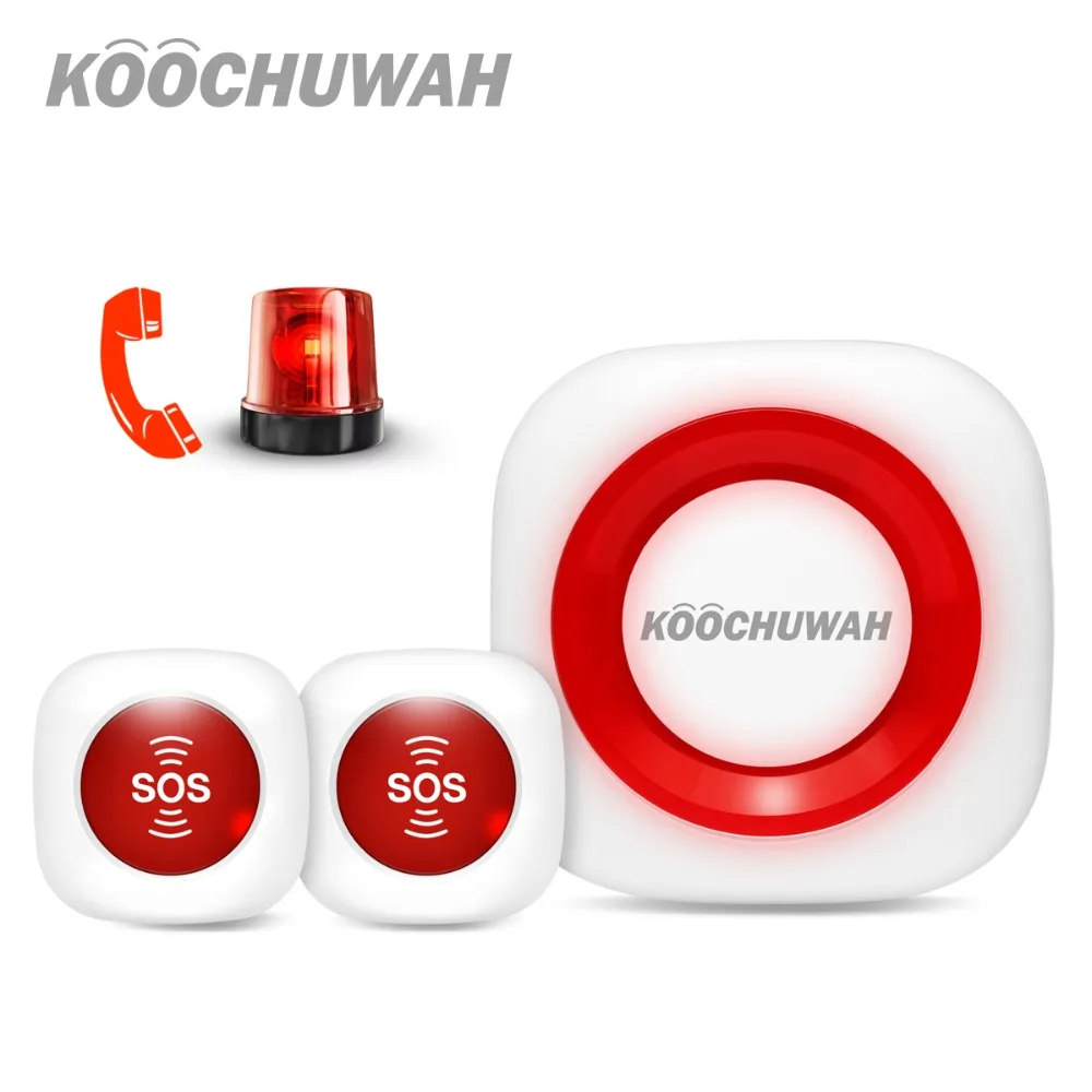 Koochuwah SOS Panic Button Alarm GSM SMS Notification Emergency Button Auto Call Elderly Alarm for Invalid/Disable People/Old 