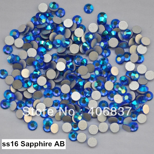Бесплатная доставка! 1440 шт./лот ss16 (3 8 4 0 мм) Sapphire AB плоский задник без горячей