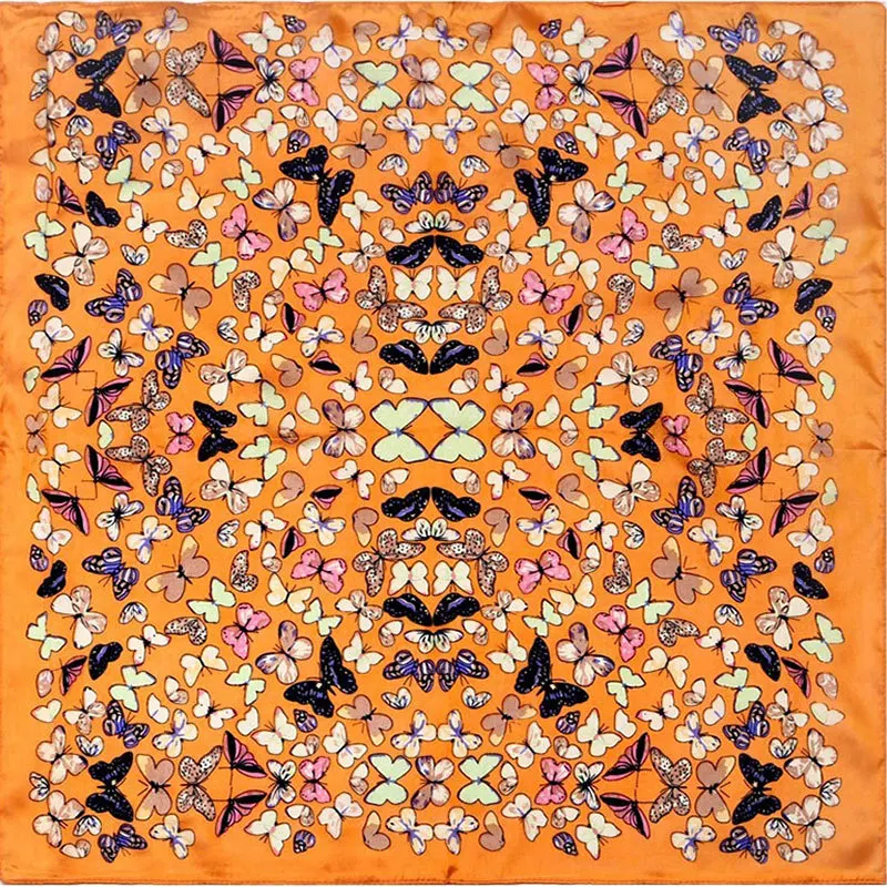 Natural Silk Scarf Women Bandana Female Butterfly Hair for Headband Fashion Women's Square Cool Head |