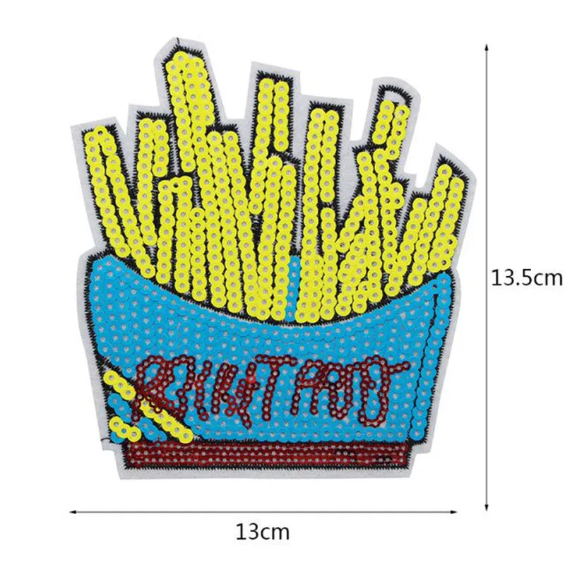 Мультяшная декоративная нашивка с изображением картофеля фри и велосипеда