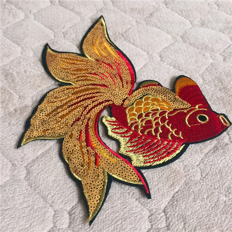 Мультяшные животные рыба патч 1 шт. большой размер компьютерная вышивка значки