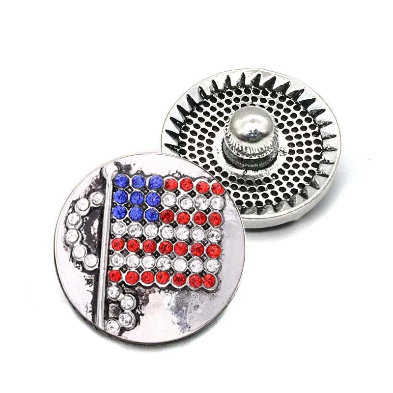 

metal Rhinestone national flag Snap Buttons w248 Diy Jewelry fit 18mm Snap button Necklaces/Bracelets for women