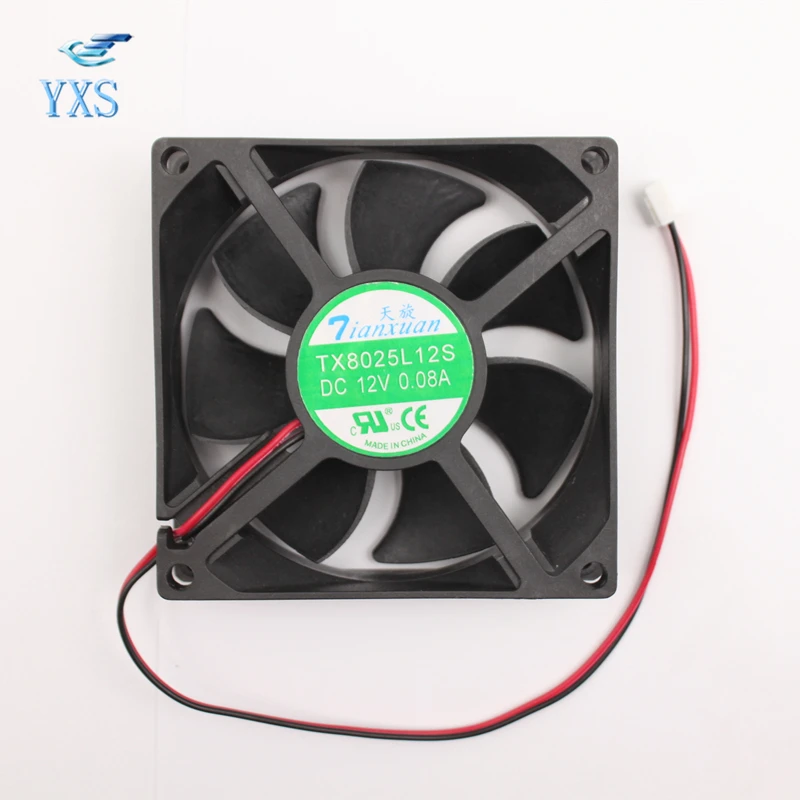 TX8025L12S DC 12V 0.08A 8025 8 см 80*80*25 мм Ультра тихий вентилятор охлаждения 2 провода |
