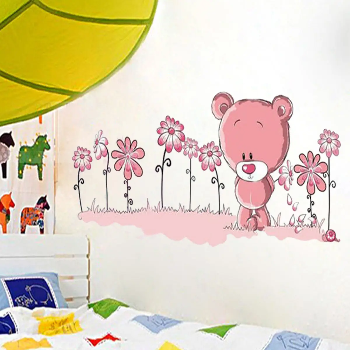 Новинка 2015 г. милый розовый медведь Детская Наклейка для детской комнаты