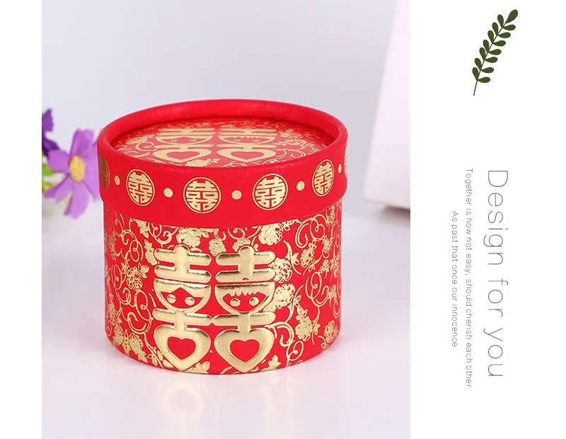 Традиционная китайская красная бронзовая коробка для конфет цилиндрическая