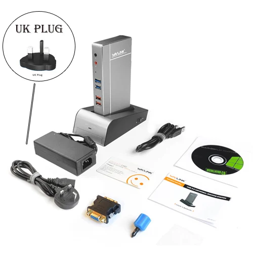 US Plug Wavlink usb 3,0 Универсальная док-станция двойной видео HDD и SSD корпус база Поддержка dvi/hdmi/vga для внешнего графика ethernet - Цвет: US Plug