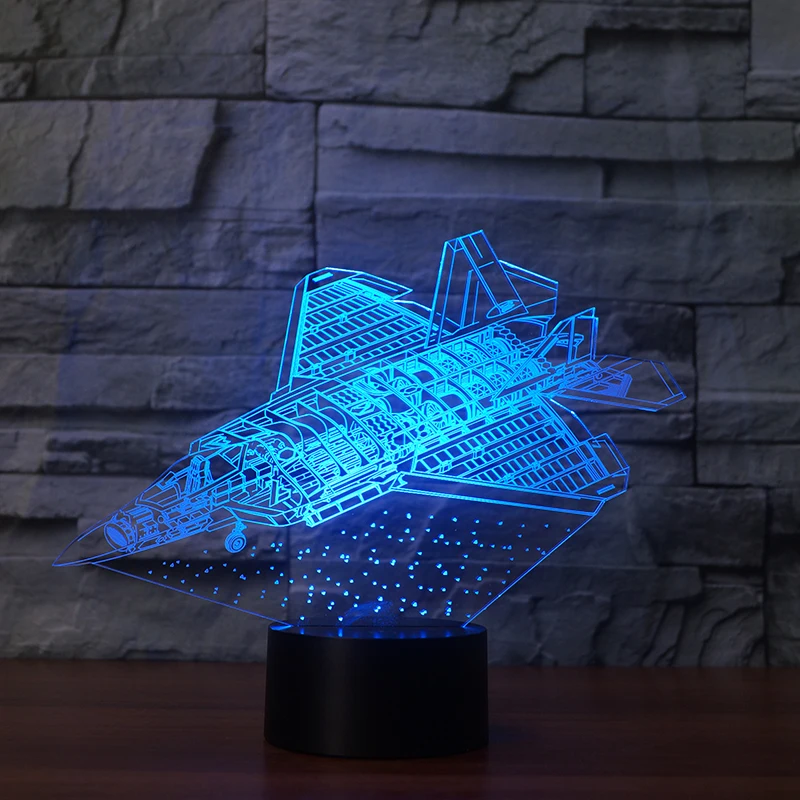 7 меняющихся цветов 3d иллюзия ночника передовая лампа самолета|night lamp|3d illusionillusion