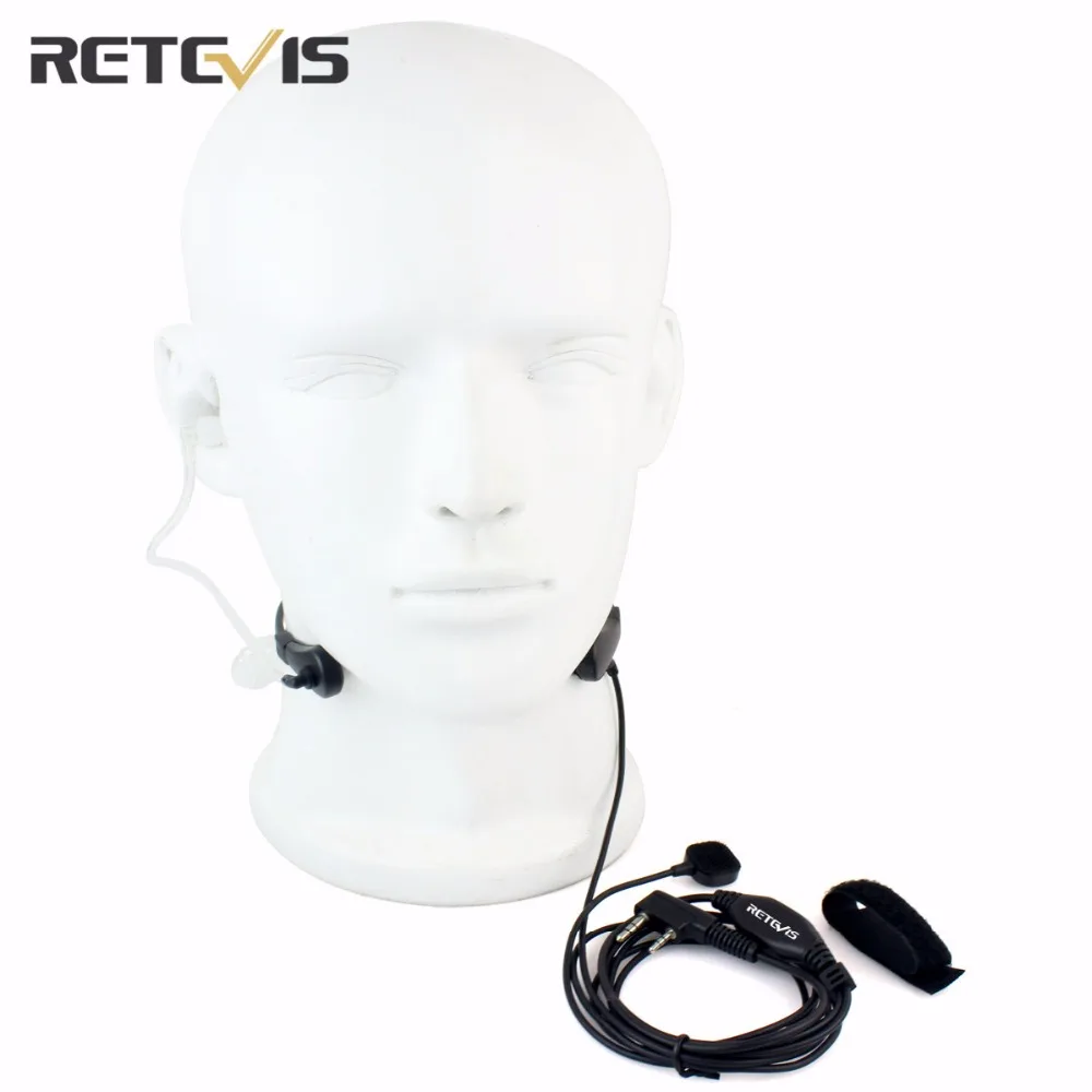 Retevis горла гарнитура PTT с микрофоном для Walkie Talkie Скрытая Акустическая трубка Kenwood