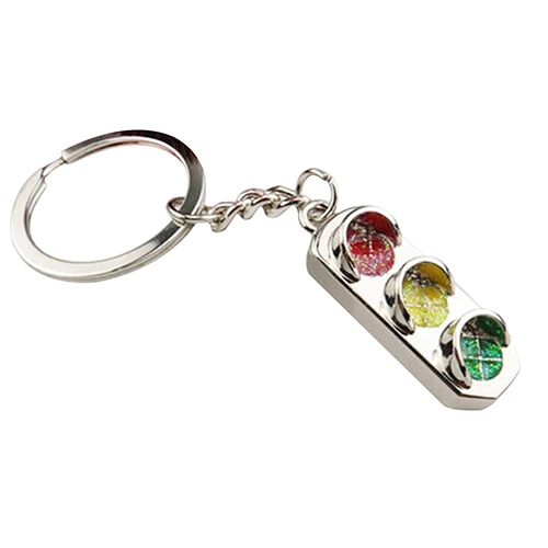 Необычный 3D серебристый светофор с подвеской брелок кольцом для ключей