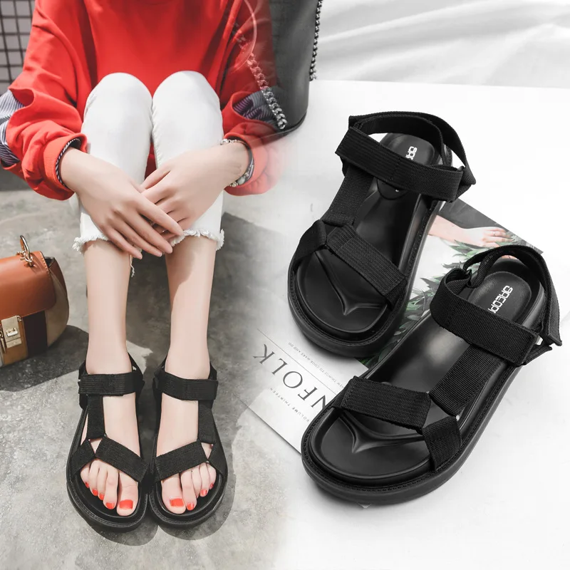 Женские сандалии Новинка лета 2019 дикая обувь на плоской подошве для студентов