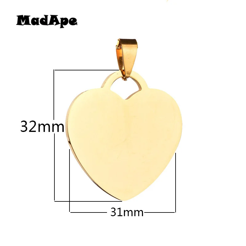 MadApe Custom нержавеющая стальное ожерелье гравировка фото слова имя сердце кулон