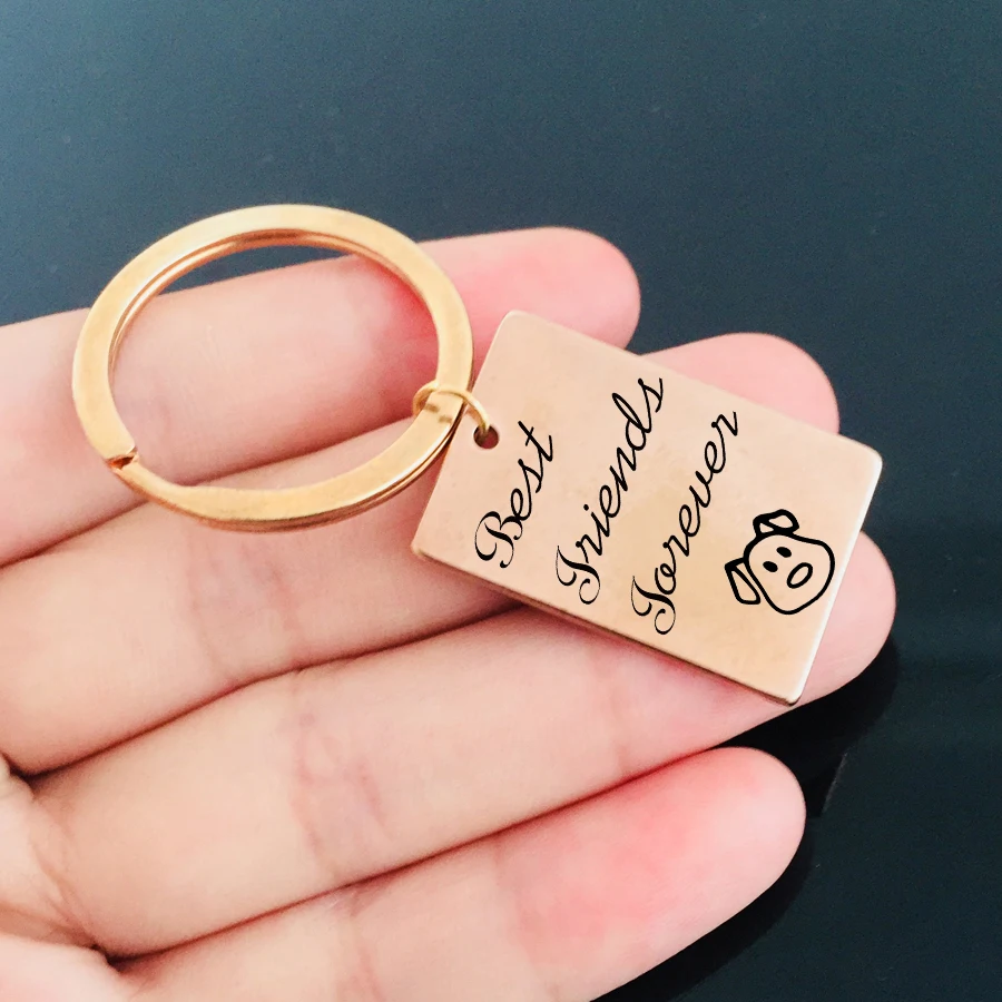 Fashion Jewelry Famliy Key Chain Engraved Best Friend Forever Keychain For Pet Dog Friends Mother Gift Stainless Steel Keyring |