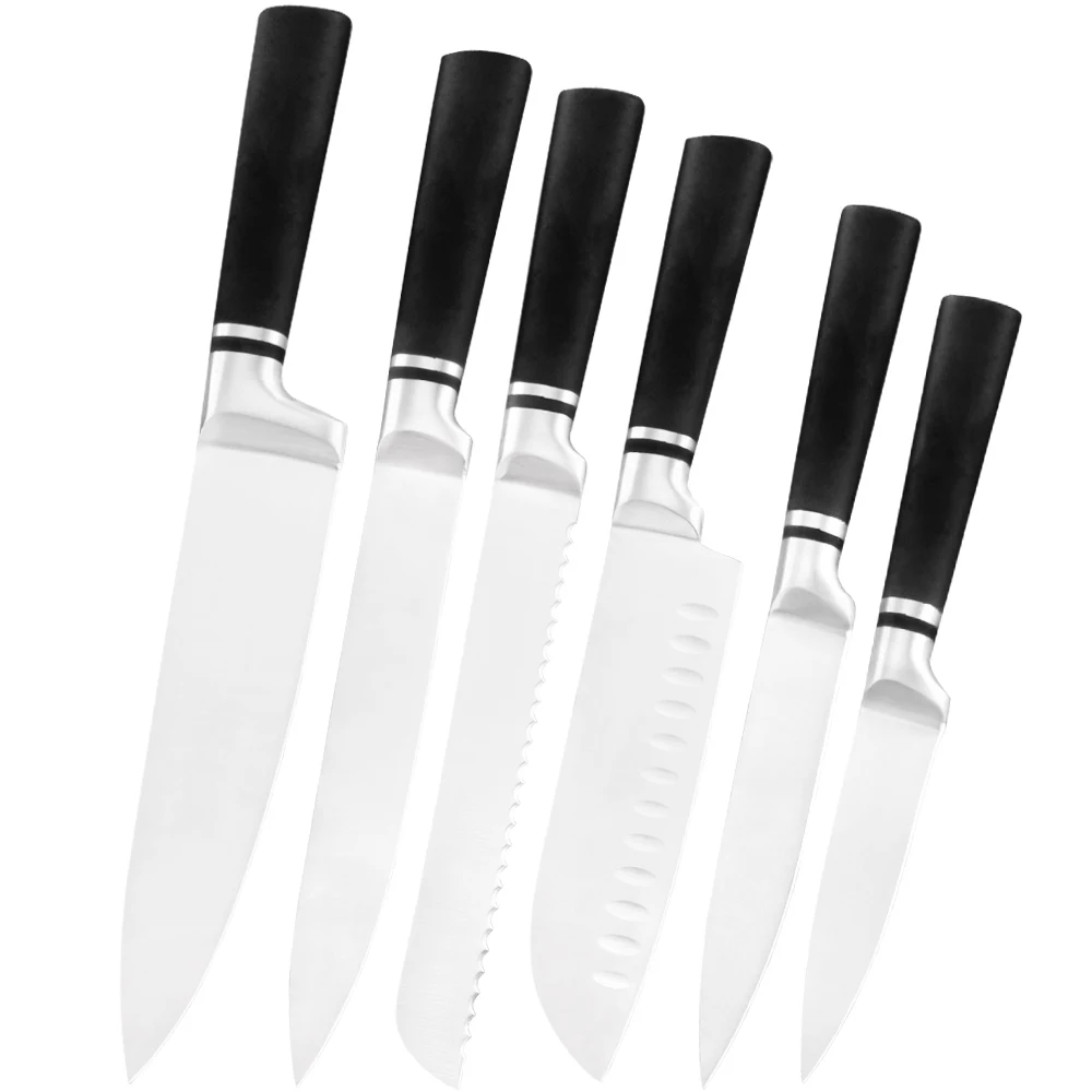 6 pcs set Дамасский немецкий шеф-повара кухонные ножи из нержавеющей стали кухонный нож 3Cr13mov острое лезвие нож слайсер Santoku сашими ножи Набор - Цвет: 6 pcs set