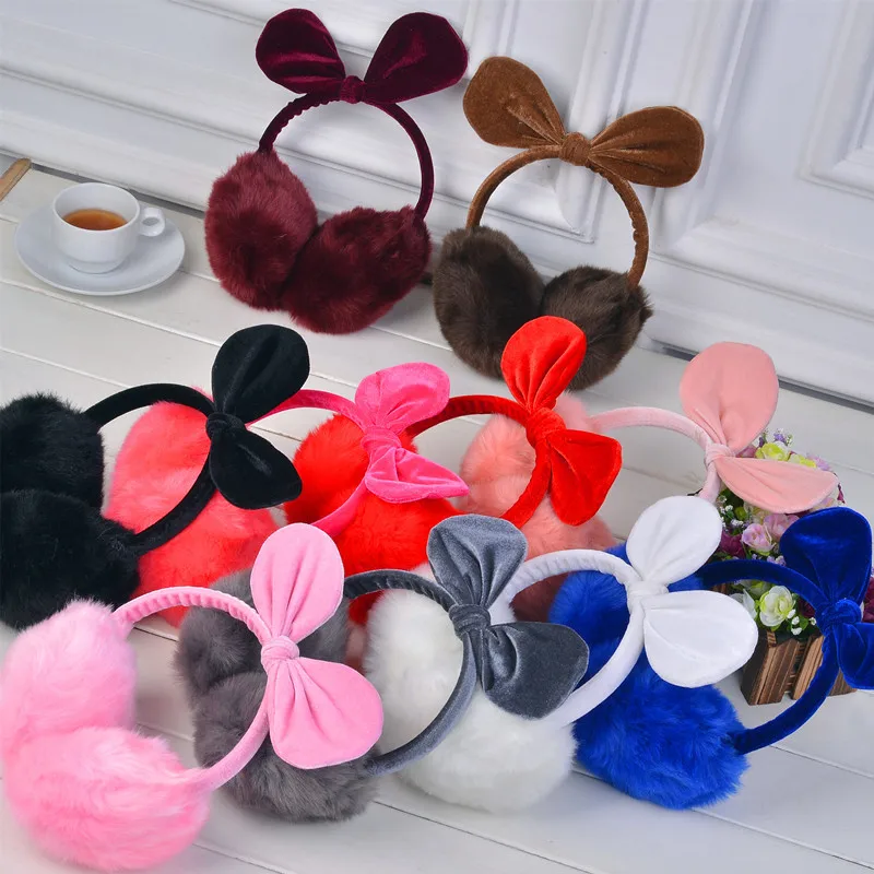 7 видов цветов женские плюшевые зимние наушники бантом Дизайнерские теплые