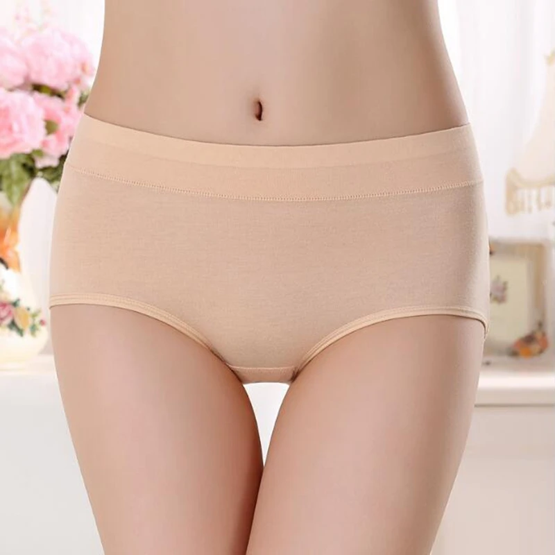 Женские хлопковые Однотонные трусы женское нижнее белье со средней талией