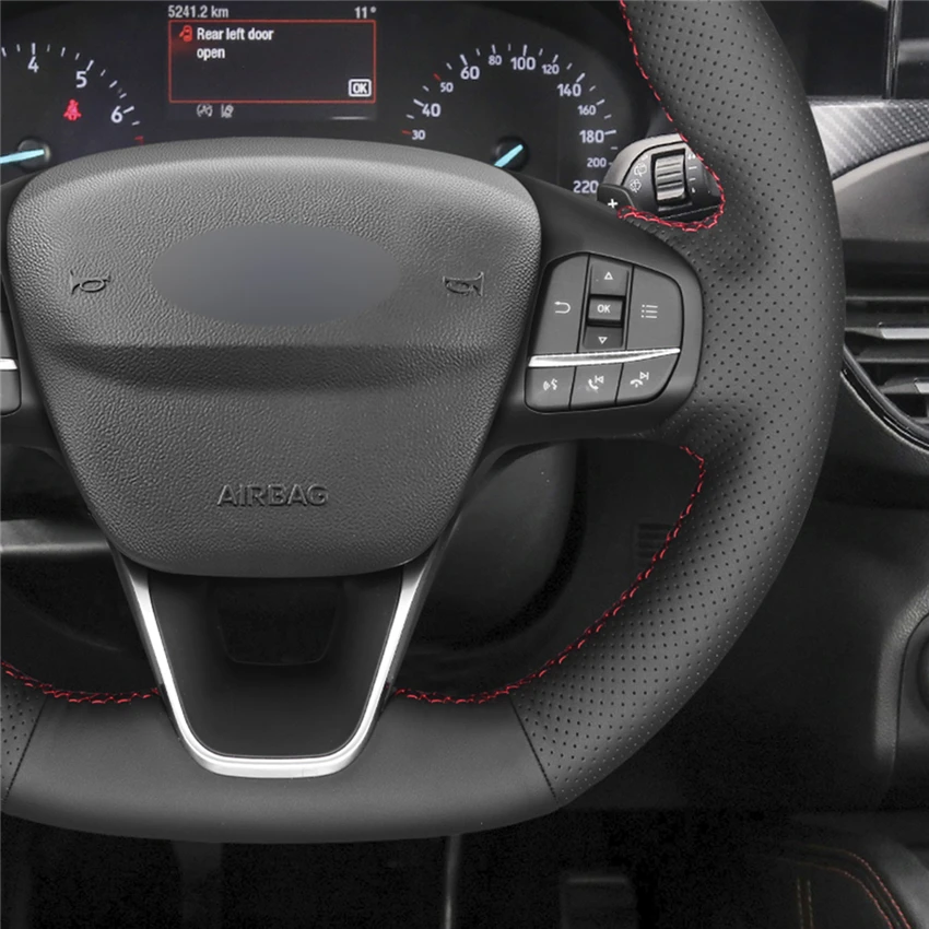 MEWANT черная крышка рулевого колеса из искусственной кожи для Ford Focus (ST | ST Line) Fiesta Kuga