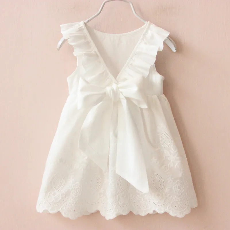 

2021 Girls Dresses Solid White Girl Dress Summer Style Children's Clothing Dresses For Girl Vestido Dress Infant Girl Clothes