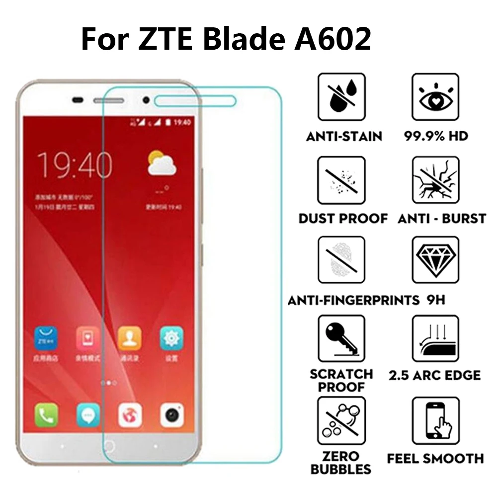 2 шт для ZTE Blade A602 закаленное стекло 9H 2.5D Премиум Защитная пленка экрана A 602 BA602 5