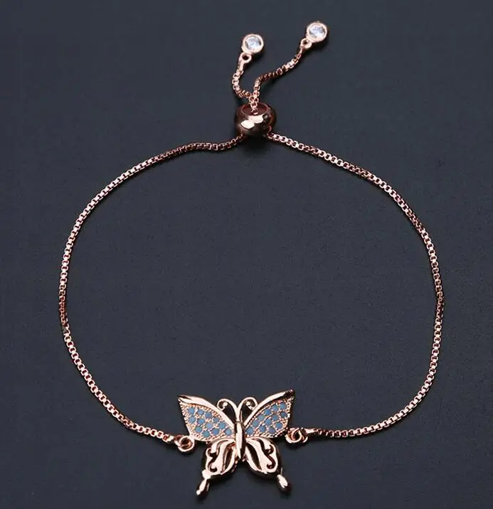 rose gold 1 шт микро-браслеты с фианитами и кубическим цирконием с регулируемым горкой для женщин, Подарочный браслет diy для семьи - Окраска металла: rose gold