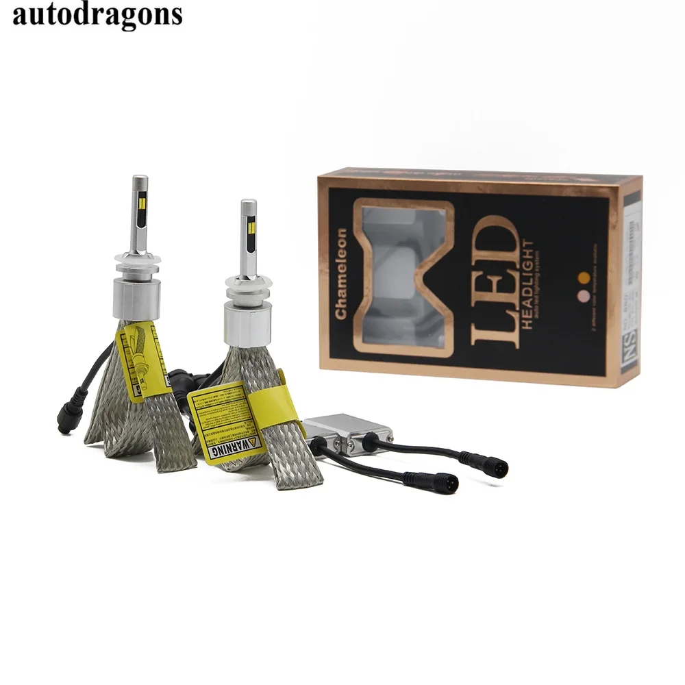 Налобный фонарь autodragons H27/880/881/H1/H3/H4/H7/H11/9005/9006 45 Вт 5500LM 6000K 3000K желтый двухцветный
