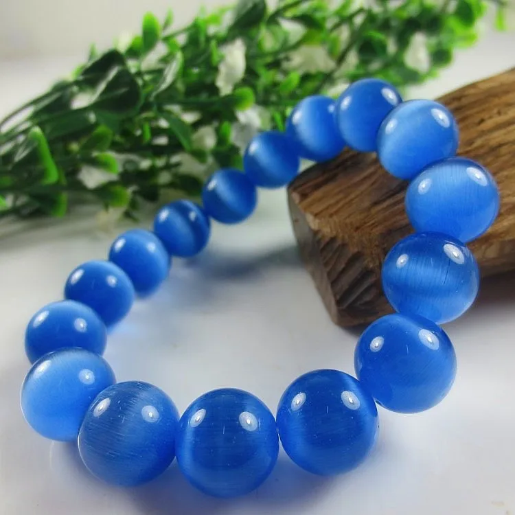 Новинка средний темно синий опал бусины кошачий глаз стрейчевый женский