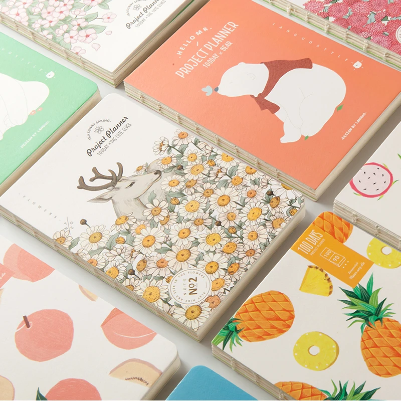 Хороший подарочный набор блокнот/ручка/лента маленькие свежие фрукты лето 100