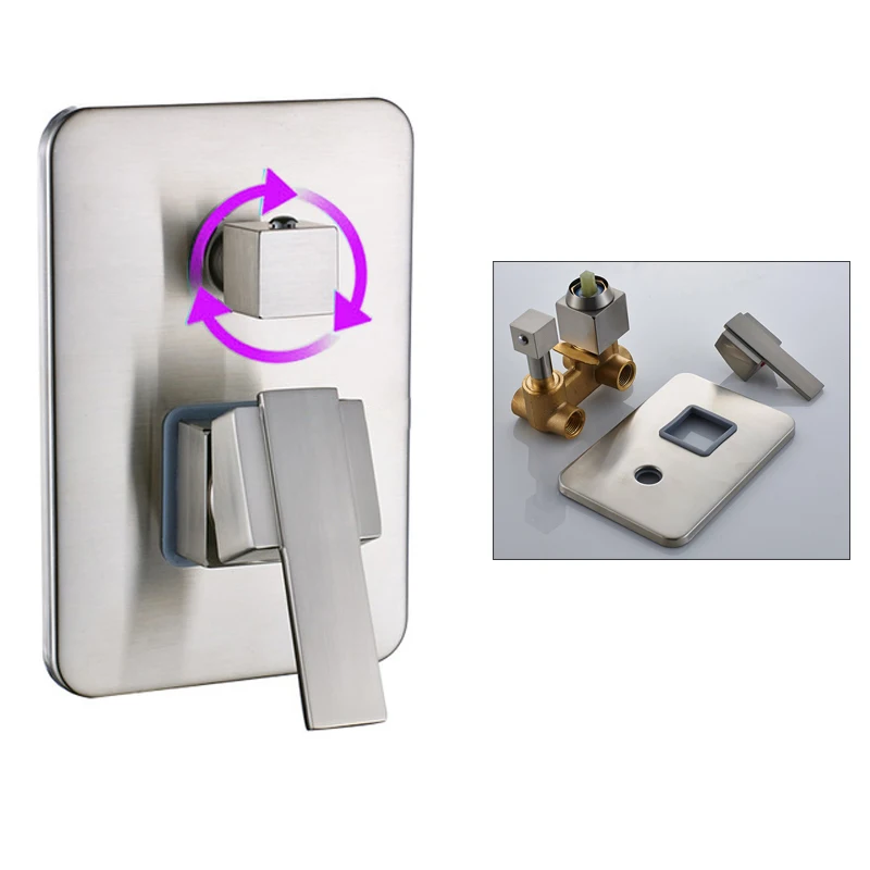 Скрытый настенный регулирующий клапан для душевой лейки из твердой латуни |