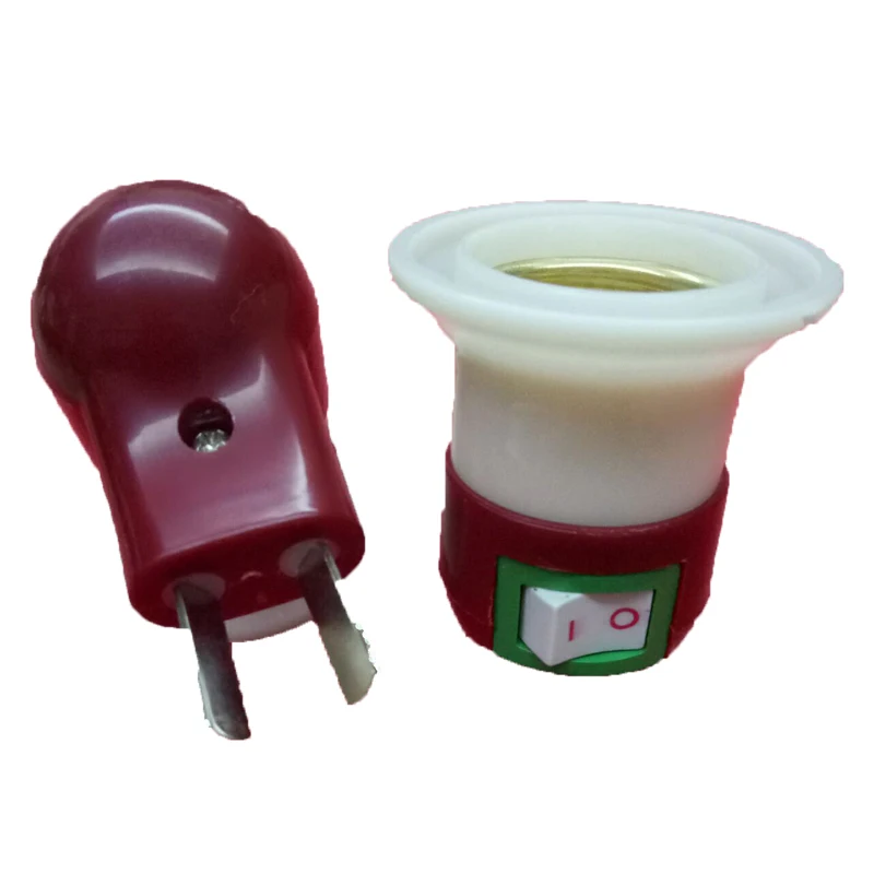 

E27 LED Light Bulb Holder Round Square E27 Base Hanging Lamp Socket Fitting Socket with US Plug Switch For Home 6A 110V-220V