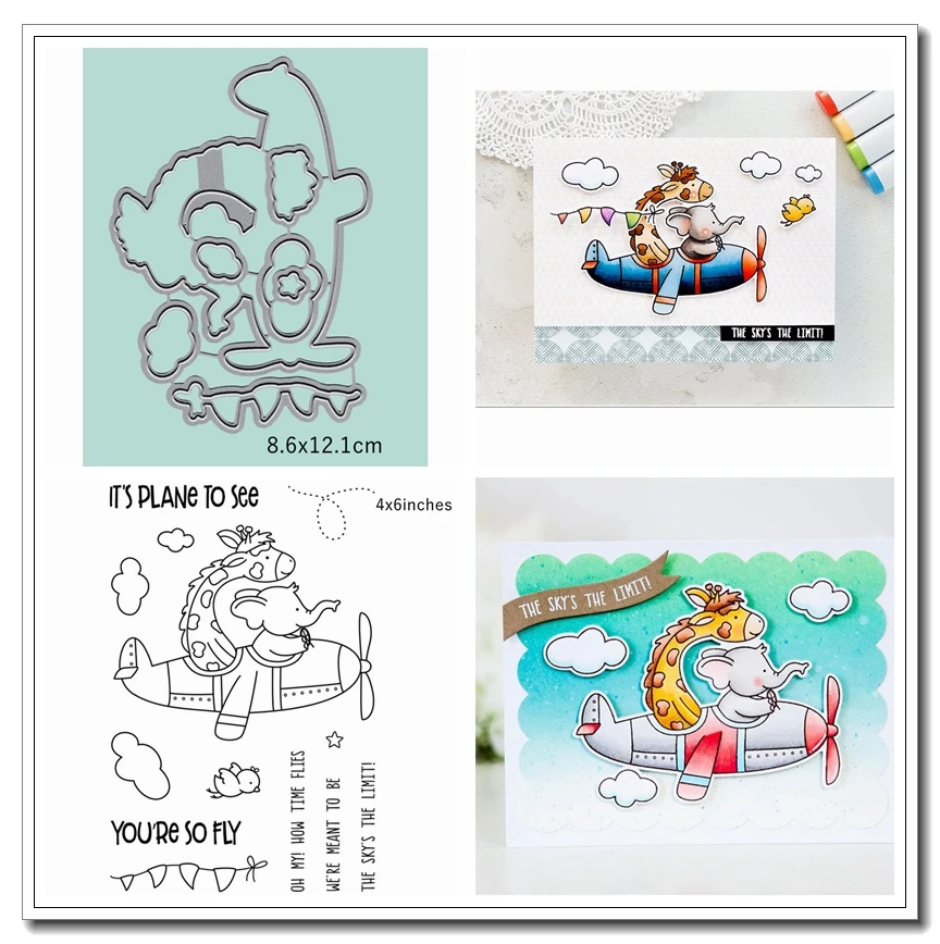 

Elephant Giraffe Airplane Metal Cutting Dies&Stamp Sillicone Stencil Scrapbook Album Embossing For Paper Card Making Handcrafts