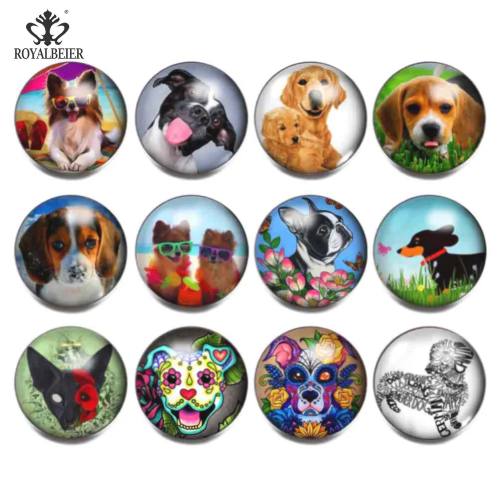 Ройалбейер 12 шт./лот кнопка с милой собачкой маленькая 18 мм животным узором