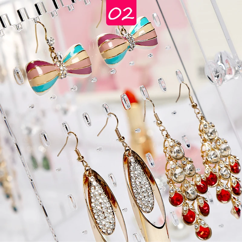 Витрина для сережек акриловая коробка органайзер прозрачный держатель колец