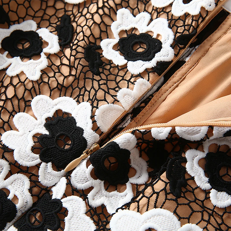 Летнее красивое кружевное платье с вышивкой Высококачественная модная коротким