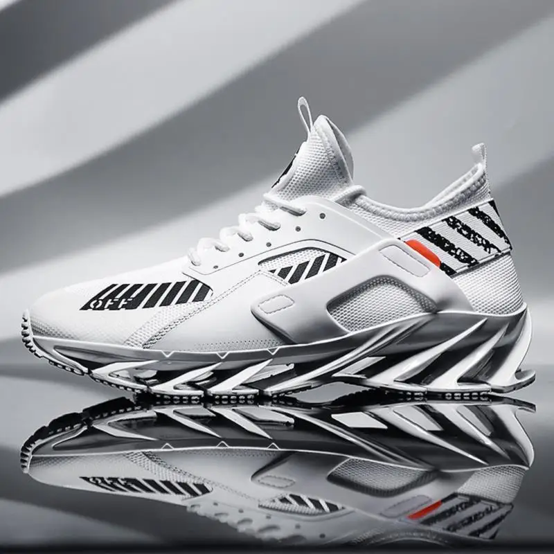 Rommedal man's running shoes Blade bottom shock absorption men sneakers breathable lightweight fashion sport trainers footwear - Цвет: Белый