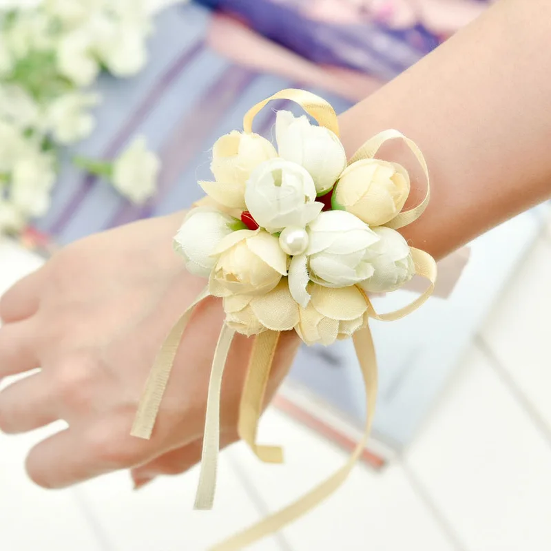 wrist flower yellow С надписью "Bride to Be" Свадебные украшения Свадебный душ Свадебная Фата атласной лентой створки девичник девушка курица вечерние украшения свадебные принадлежности - Цвет: wrist flower yellow