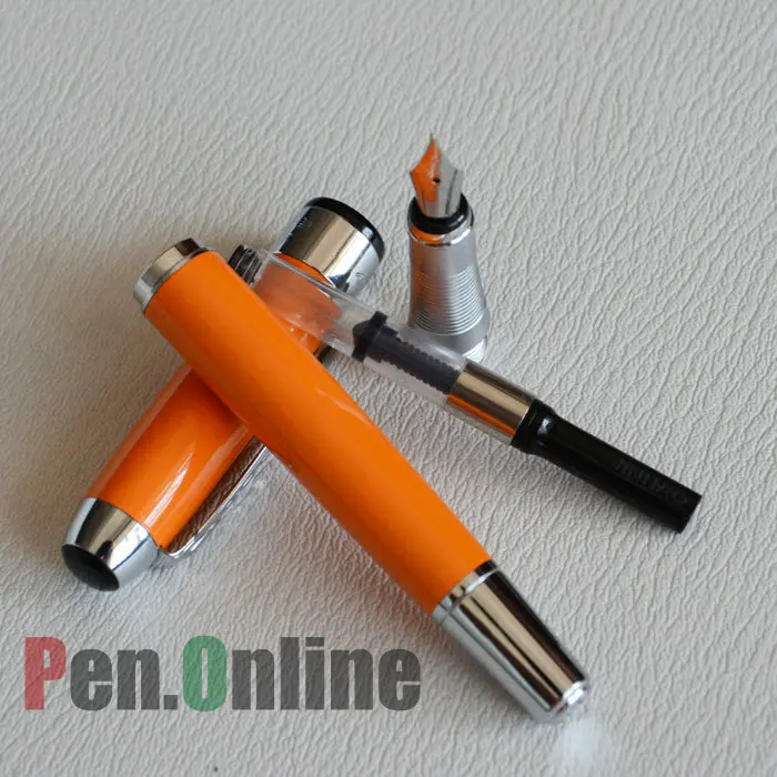 Перьевая ручка JINHAO 250 яркий оранжевый 18KGP Средний наконечник и Серебряная отделка