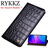 rykkz genuine leather flip case for xiami redmi 7 cover magnetic case for xiaomi redmi 7 cases leather cover phone cases fundas